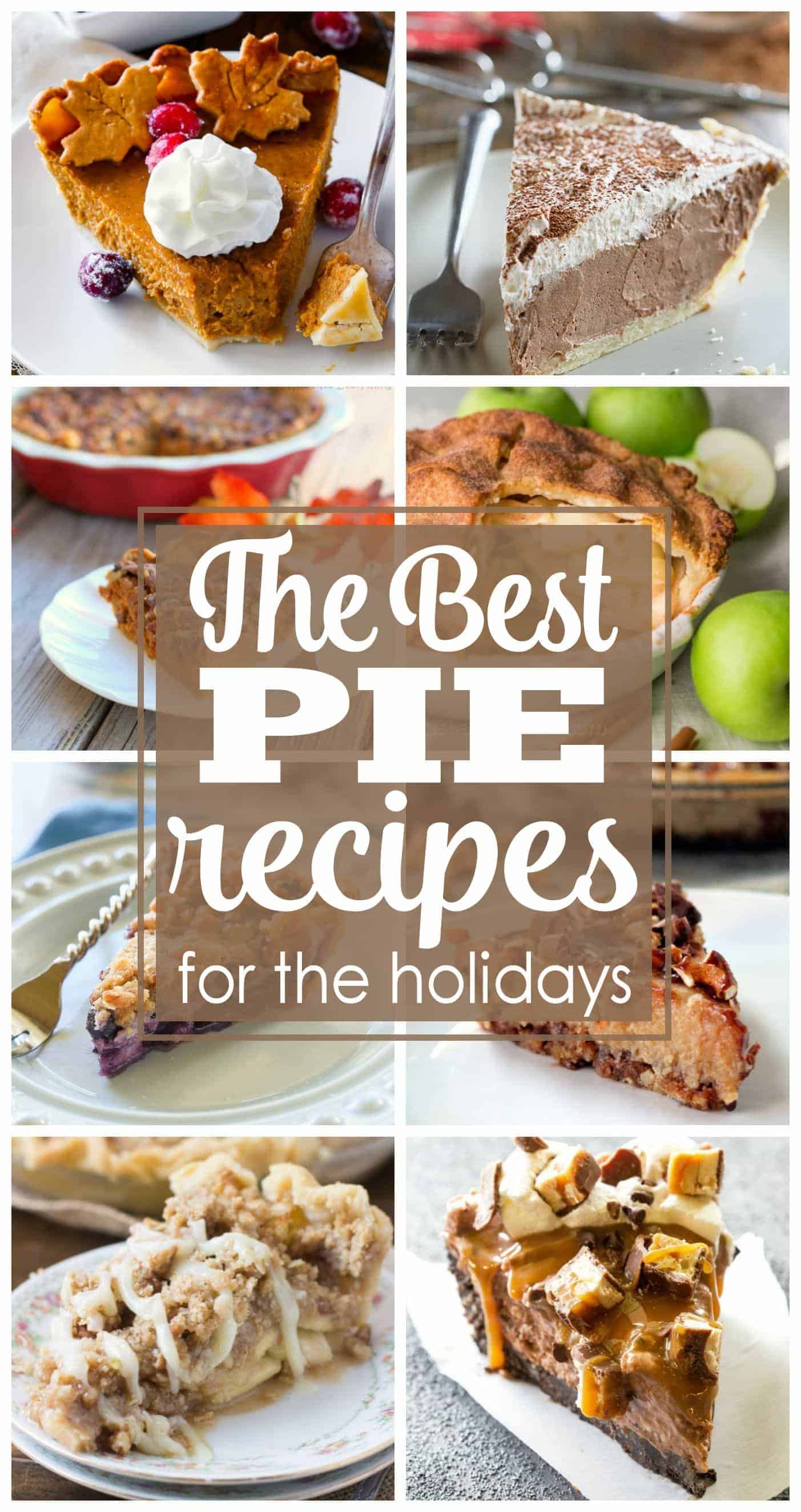 The best pie recipes for the holidays that you will want on your Thanksgiving and Christmas dessert table. Apple pie, Pumpkin Pie, Key Lime Pie and more.