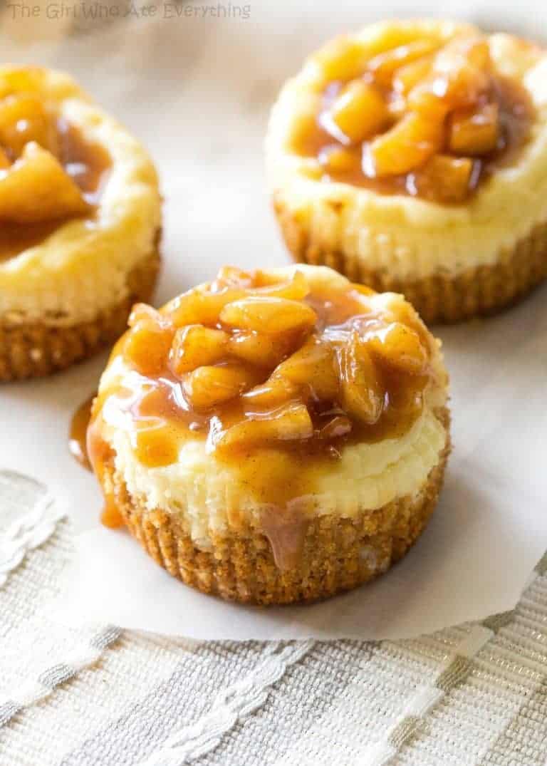 Mini Caramel Apple Cheesecakes - The Girl Who Ate Everything