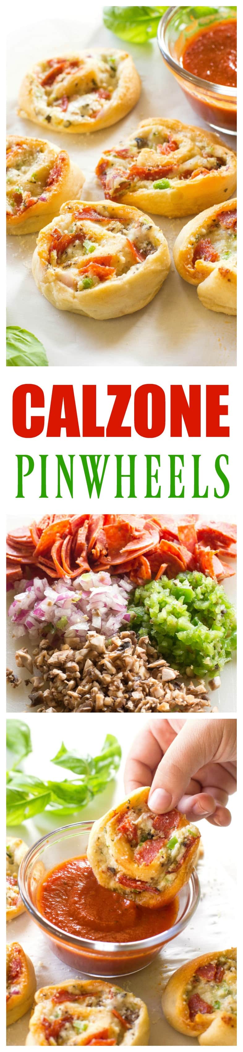 Calzone Pinwheels - pepperoni, mushrooms, onion, and green bell pepper. Guess we should call these Supreme Calzone Pinwheels! #pizza #rolls #calzone #italian #appetizer