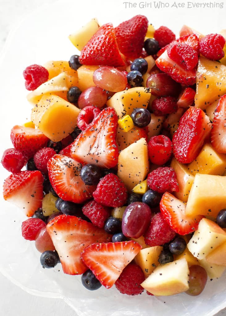 Poppy Seed Fruit Salad - sweet with a bright citrus flavor and a little bit of ginger. the-girl-who-ate-everything.com