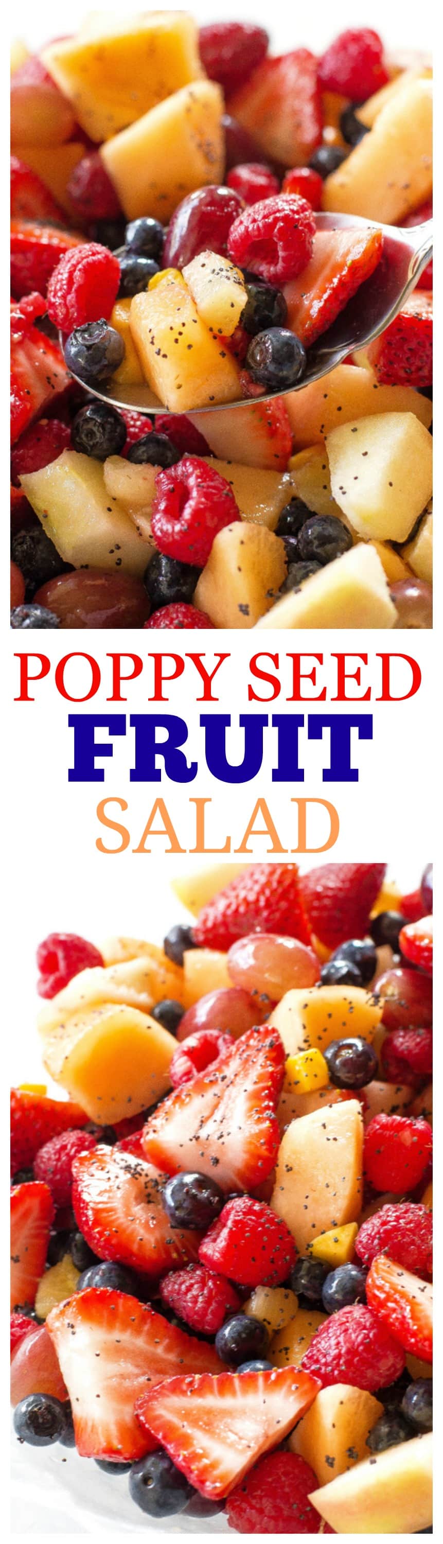 Poppy Seed Fruit Salad - sweet with a bright citrus flavor, honey, and a little bit of ginger. #poppy #seed #fruit #salad #recipe