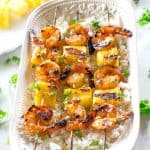 Grilled Shrimp and Pineapple Skewers over Coconut Rice