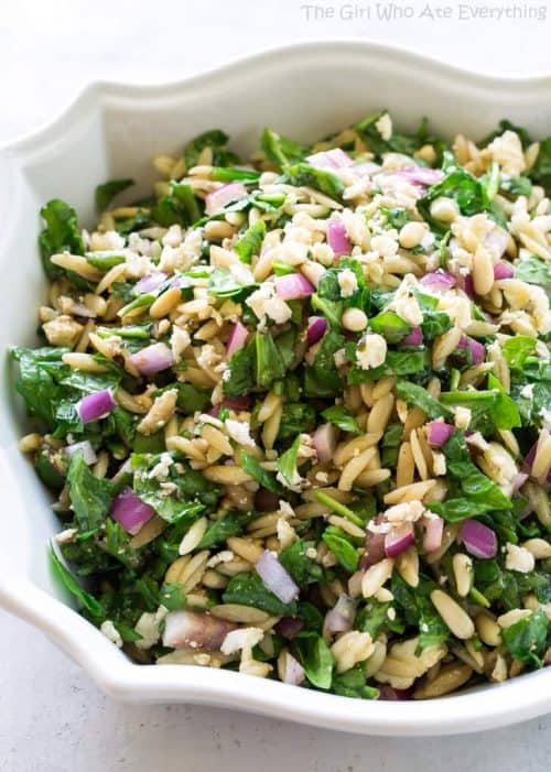 Spinach Feta Orzo Salad (+VIDEO) - The Girl Who Ate Everything