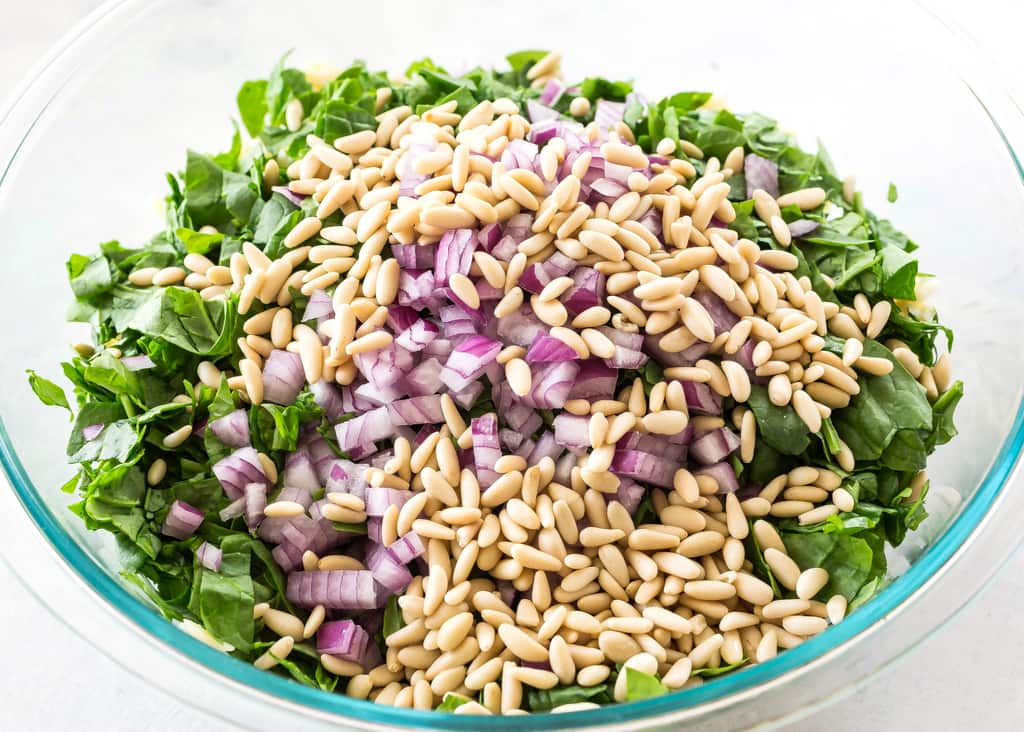 Spinach, Feta, and Orzo Salad - tossed in a balsamic vinaigrette. the-girl-who-ate-everything.com 