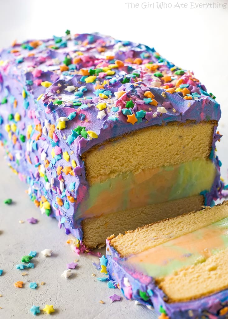 Unicorn Ice Cream Cake - an easy, magical, delicious cake! the-girl-who-ate-everything.com