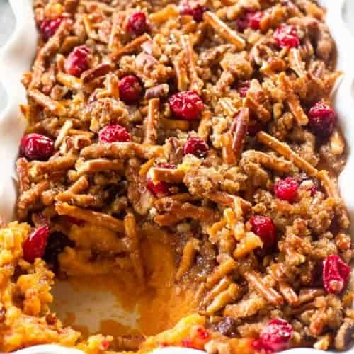 Pretzel Cranberry Sweet Potatoes - The Girl Who Ate Everything