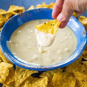 Queso Blanco Dip - only 3 ingredients to creamy, restaurant quality dip. the-girl-who-ate-everything.com