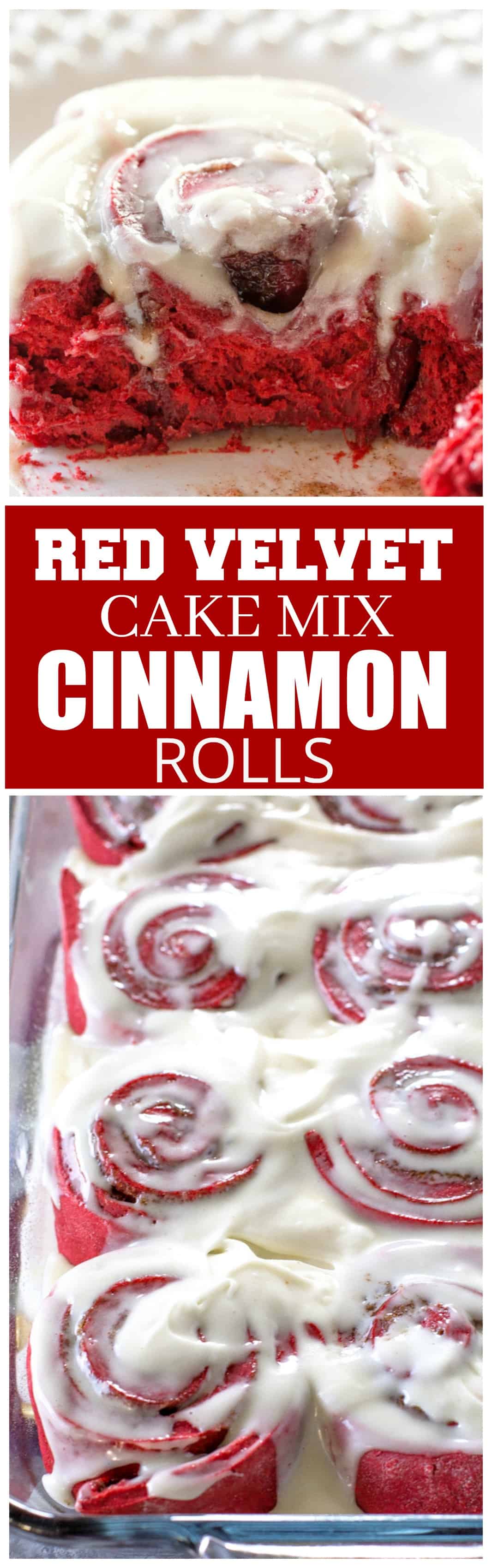 This Red Velvet Cake Mix Cinnamon Rolls recipe is easier than your from scratch rolls but taste just as good. #red #velvet #cinnamon #rolls #breakfast #recipe