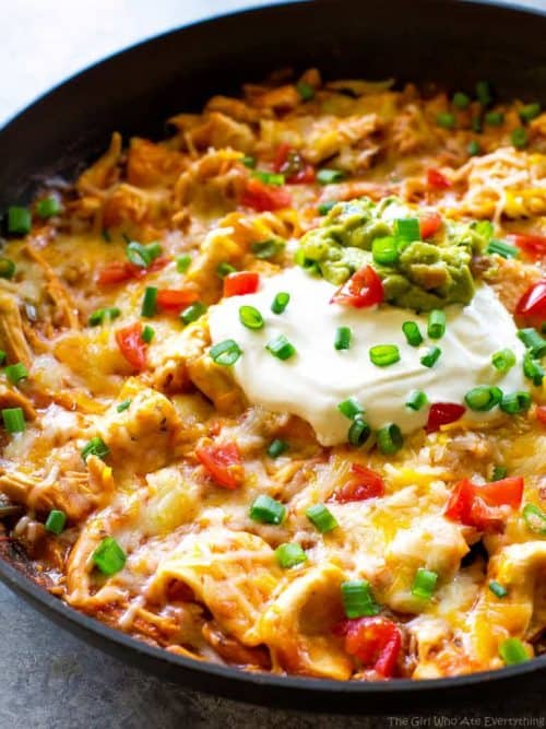 One-Pan Chicken Enchilada Skillet (+VIDEO) - The Girl Who Ate Everything