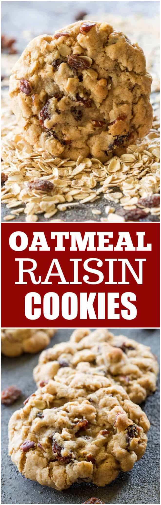 The Best Chewy Oatmeal Raisin Cookies - perfect texture, full of oats, raisins, and nuts. #chewy #oatmeal #raisin #cookie #recipe #dessert #thick