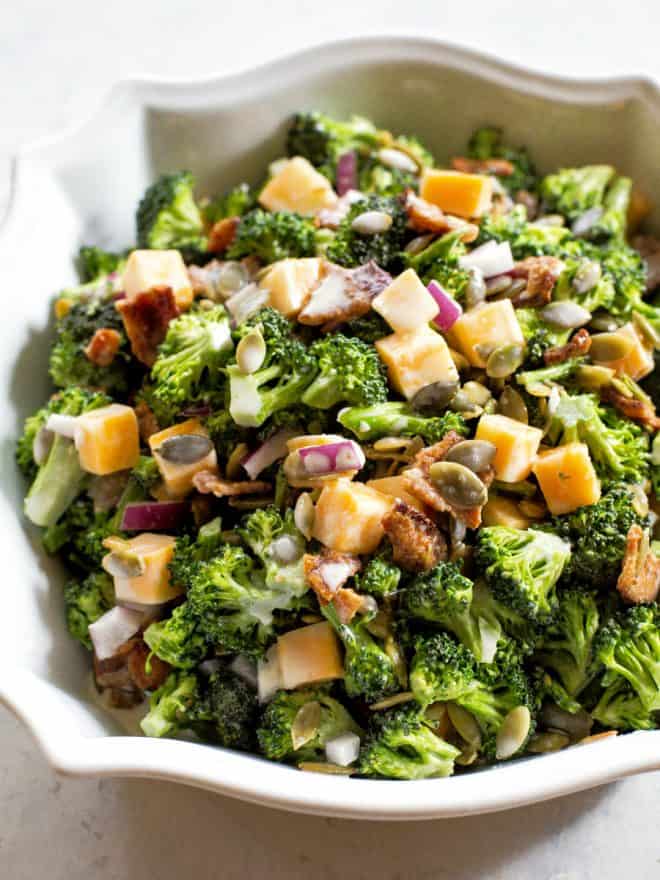 Keto Broccoli Salad in a bowl