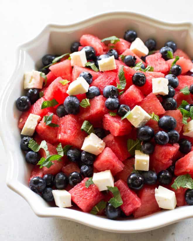 Watermelon Blueberry Feta Salad 