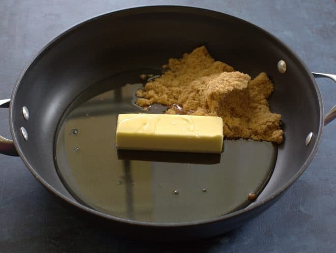 butter and brown sugar in a saucepan