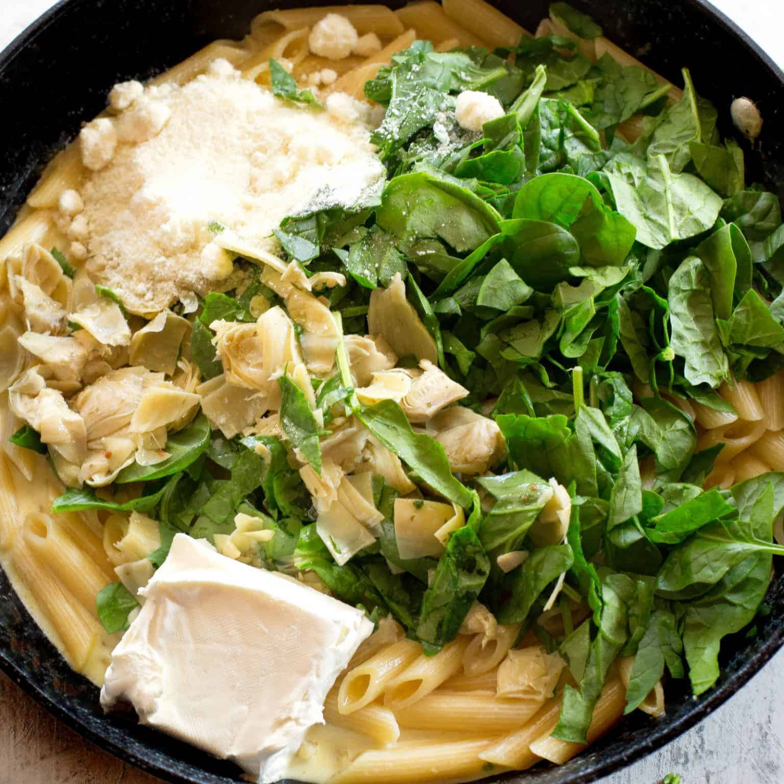 OnePan Spinach Artichoke Pasta (+VIDEO) The Girl Who Ate Everything