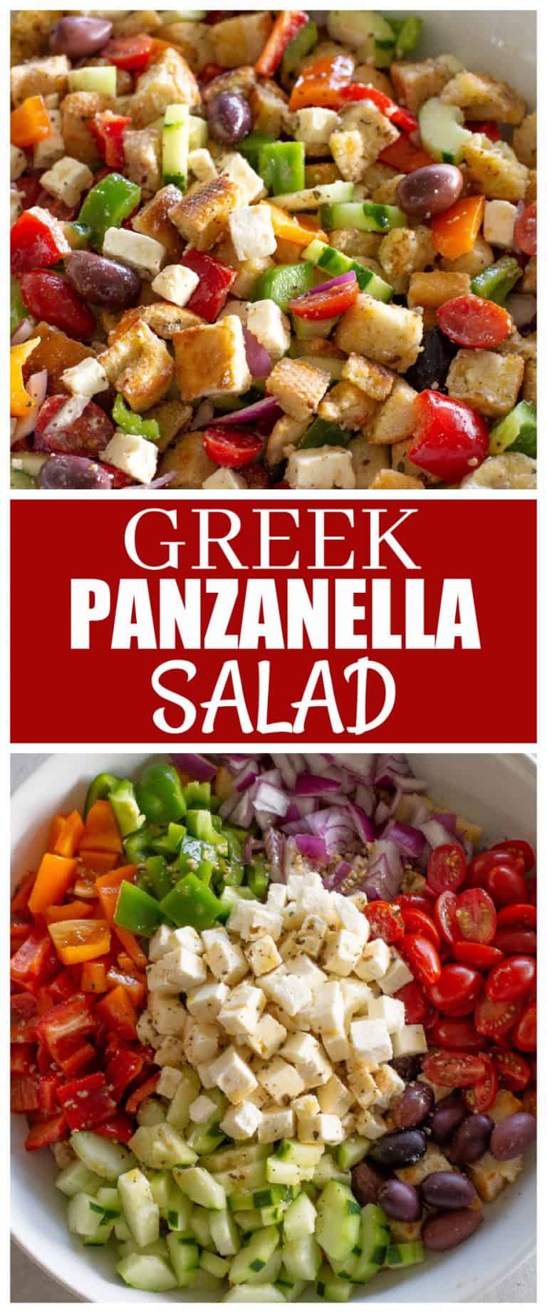 Greek Panzanella Salad - The Girl Who Ate Everything