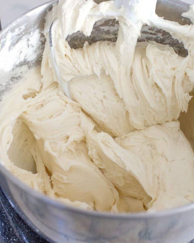 buttercream frosting in a bowl