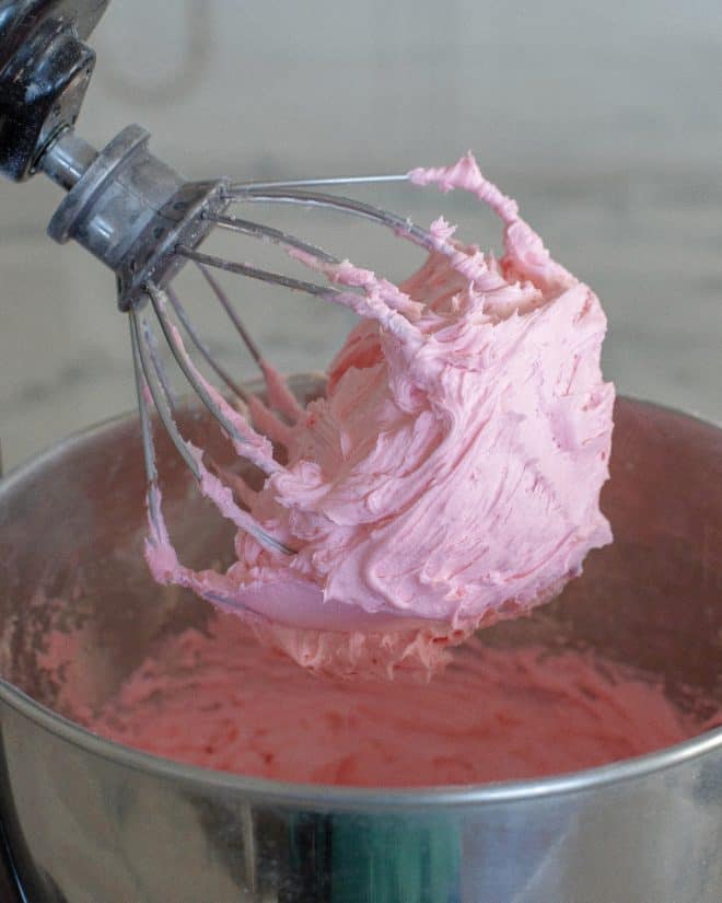 buttercream frosting on a beater
