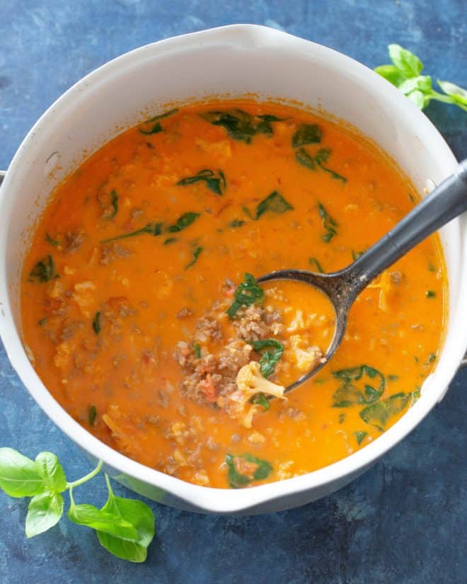 sausage tomato cauliflower soup