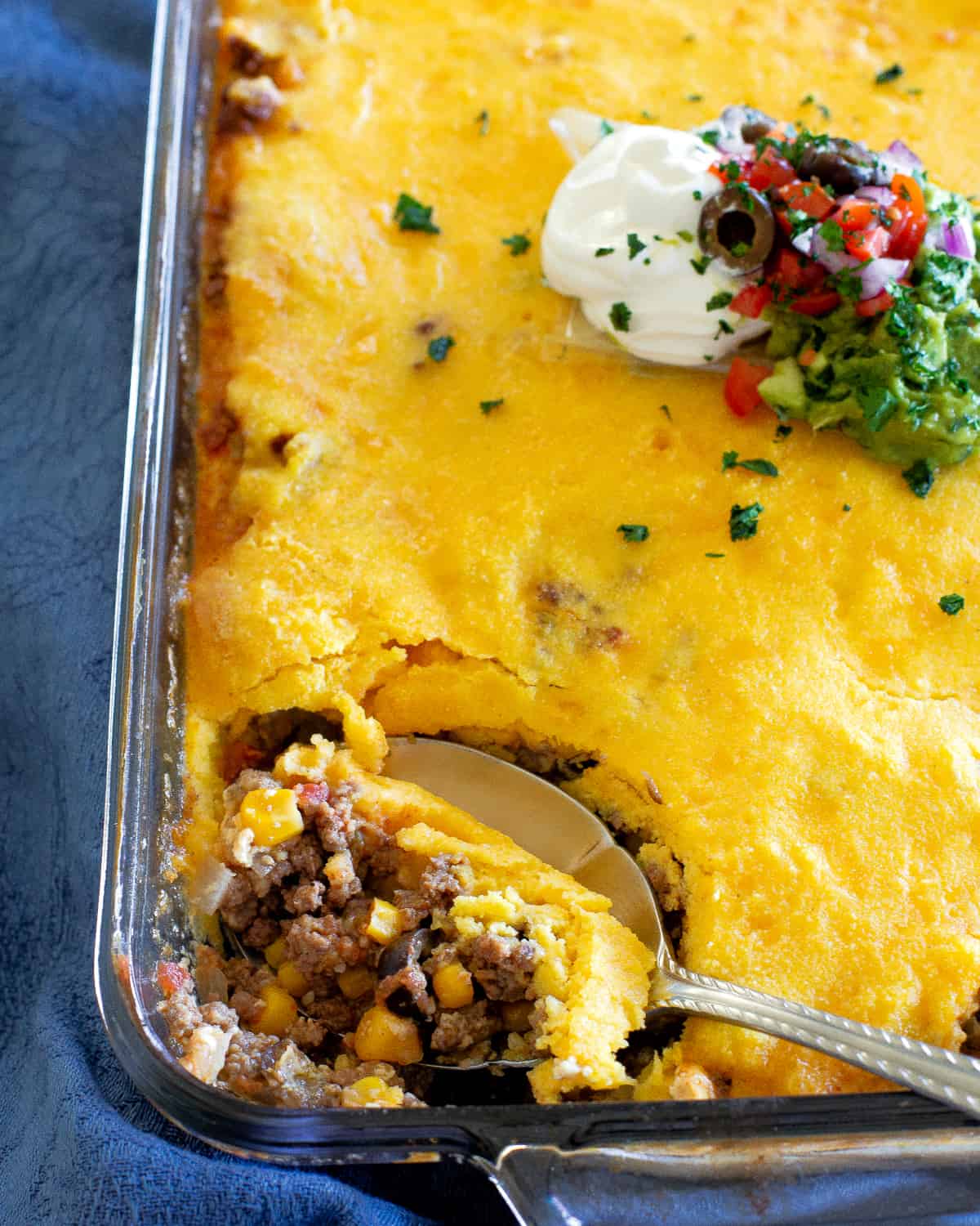 tamale pie with scoop out