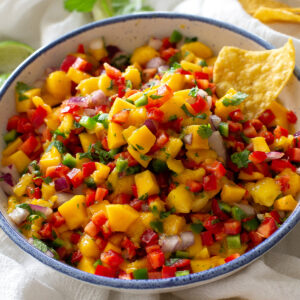 mango salsa with a chip