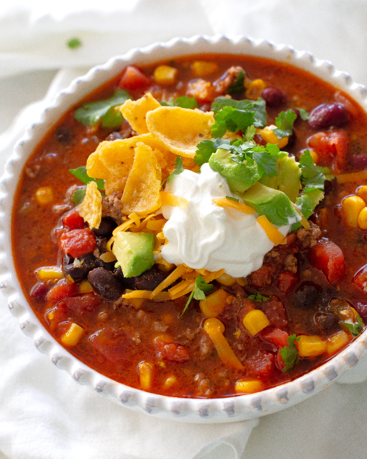  Taco Soup in a bowl. 
