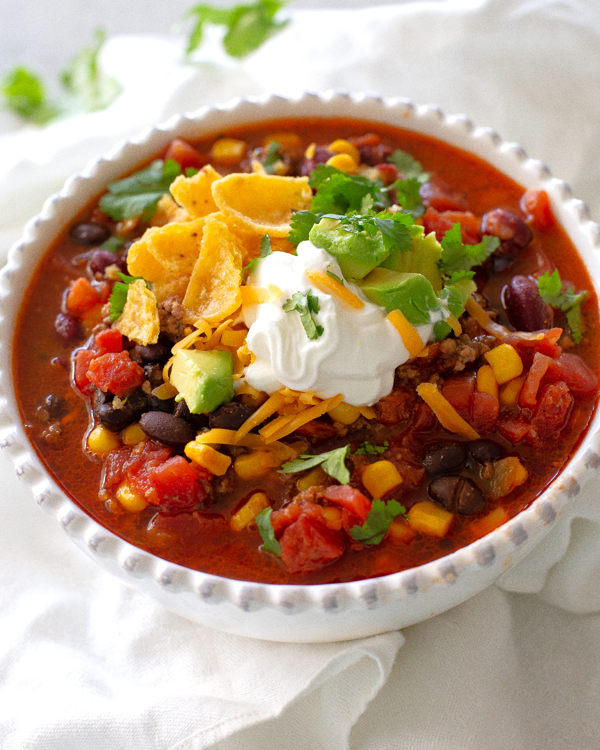  Taco Soup in a bowl. 