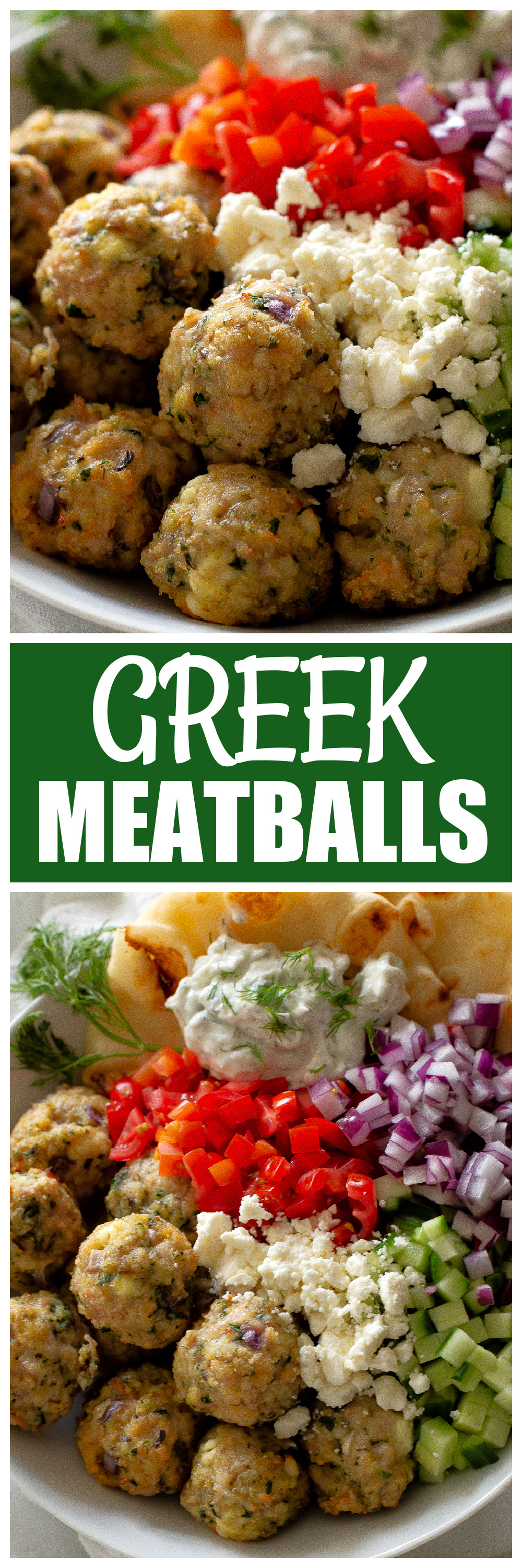 greek meatballs with feta tomato and cucumber