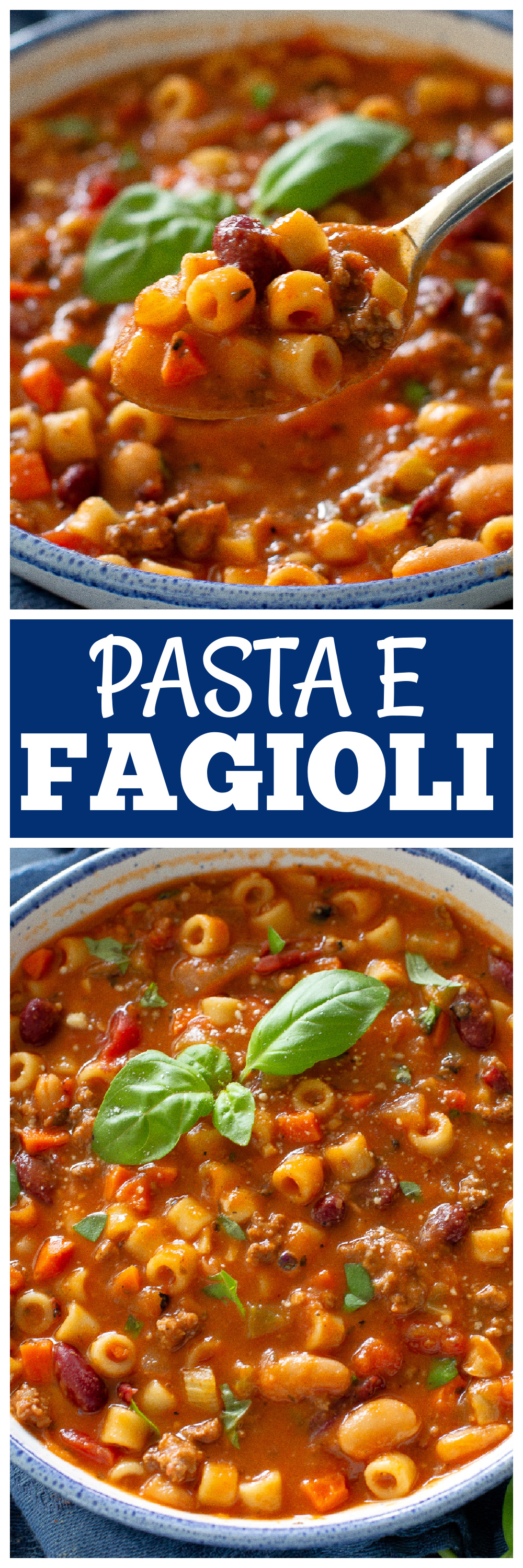 pasta e fagioli in a bowl