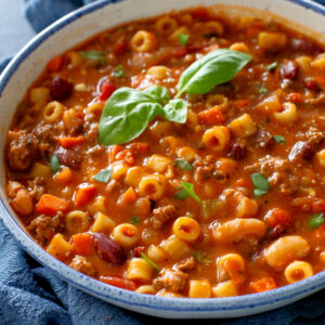 pasta e fagioli in a bowl