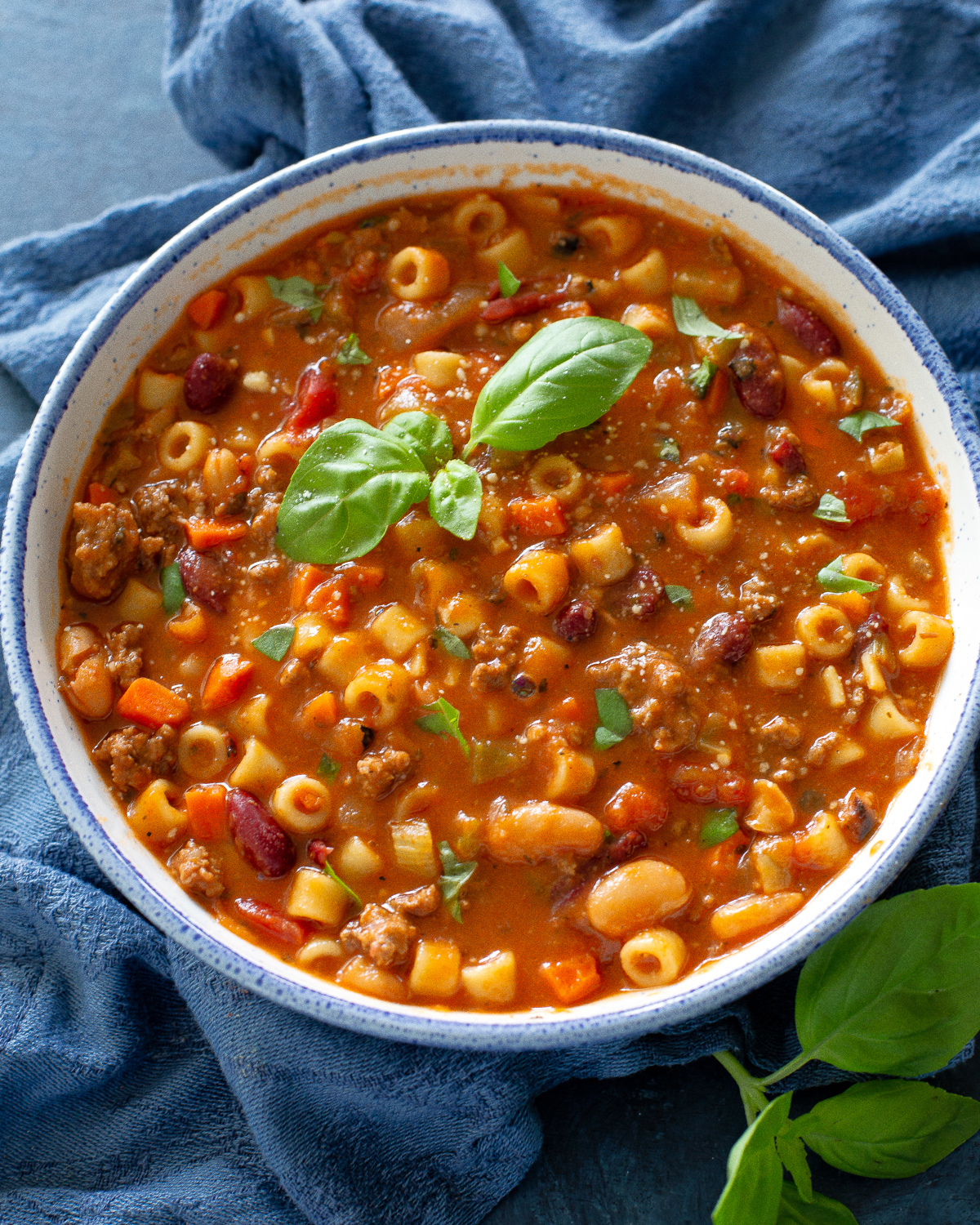 pasta e fagioli in a bowl