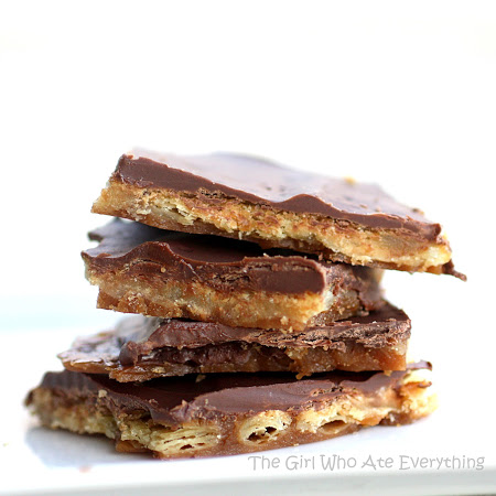 Saltine Cracker Toffee - my grandma's recipe and it's always a crowd pleaser. the-girl-who-ate-everything.com